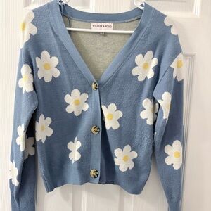Willow & Wind Blue Daisy Cardigan Sweater